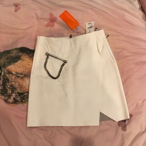 NWT joe fresh white leather skirt with metal chain